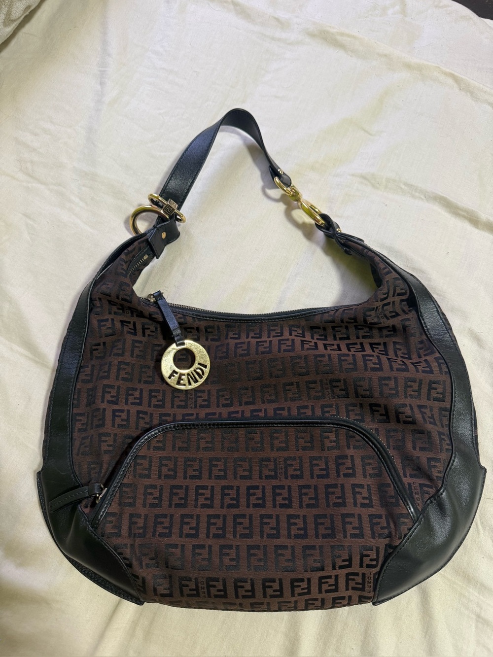 Fendi Brown Zucchino Shoulder Bag Canvas